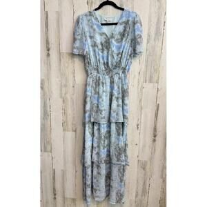 Hayden Los Angeles Women’s Large Blue Tie Dye Tiered Midi Dress